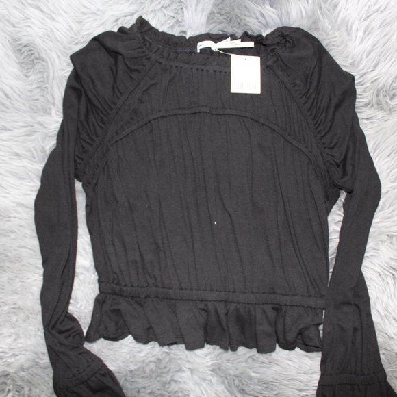 Kiminchi Blue Black Peplum Top NWT - Picture 2 of 4